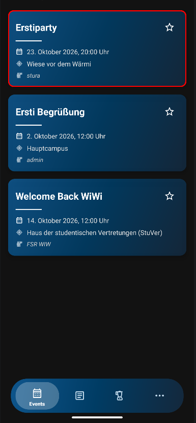 Events in HoMe-Campus